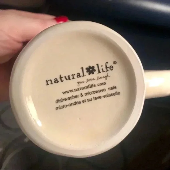 Natural Life Artisan BE HAPPY Cottagecore Bohemian Ceramic Mug NEW - Picture 2 of 9